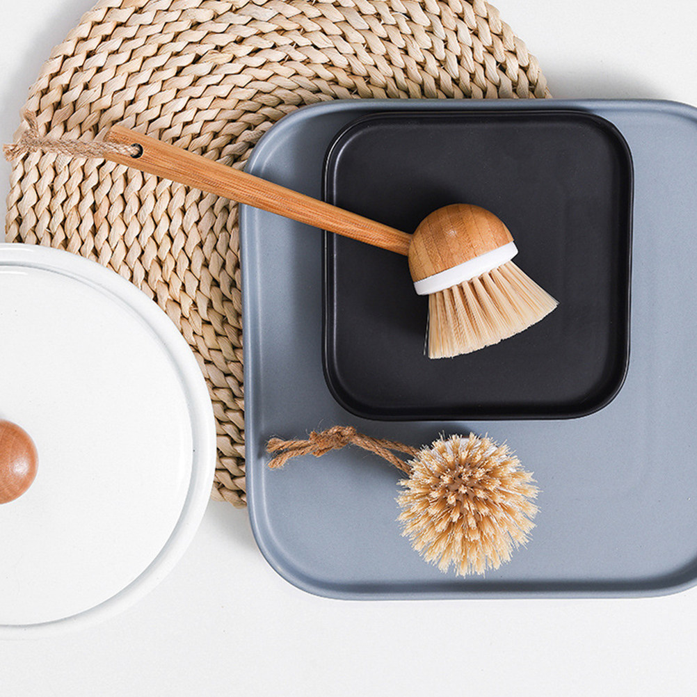 Dish Brush Bamboo - 1 stuks potborstel met bamboe handvat,