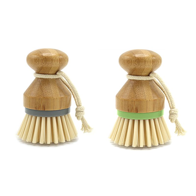 Dish Brush Bamboo - AC76-2 Pack keukenreinigingsborstel, afneembare bamboe afwasborstel