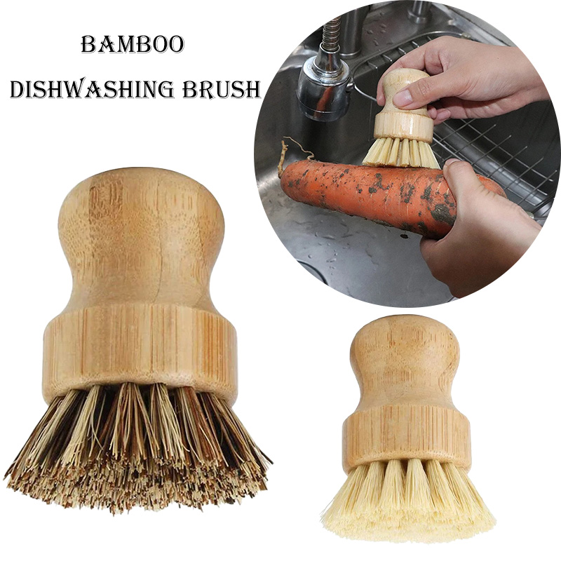 Dish Brush Bamboo - Bamboe Afwasborstel Natuurlijke Sisal Houten Handvat