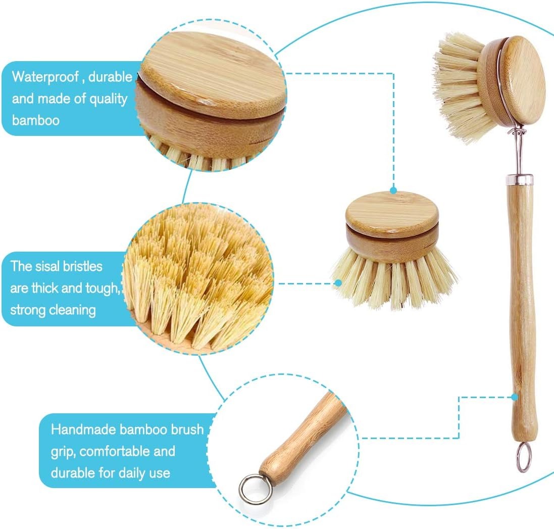 Bamboe schotel schrobborstels, - Dish Brush Bamboo recensie en prijs